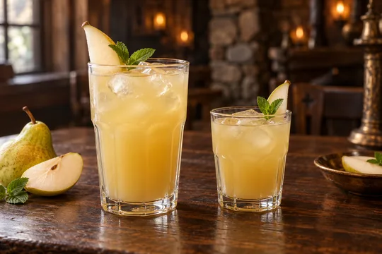 Pear Juice: regular-size serving on the left and child-size serving on the right