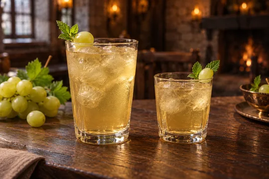 White Grape Juice: regular-size serving on the left and child-size serving on the right