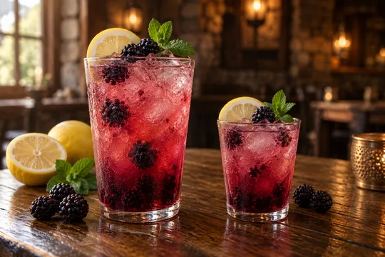 Blackberry Lemonade: regular-size serving on the left and child-size serving on the right