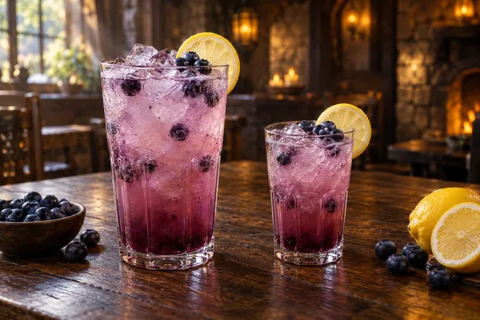 Blueberry Lemonade: regular-size serving on the left and child-size serving on the right