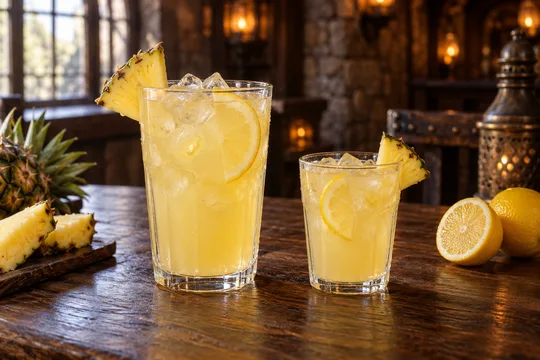 Pineapple Lemonade: regular-size serving on the left and child-size serving on the right
