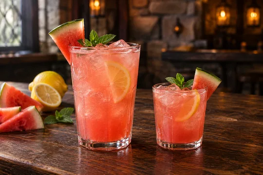 Watermelon Lemonade: regular-size serving on the left and child-size serving on the right