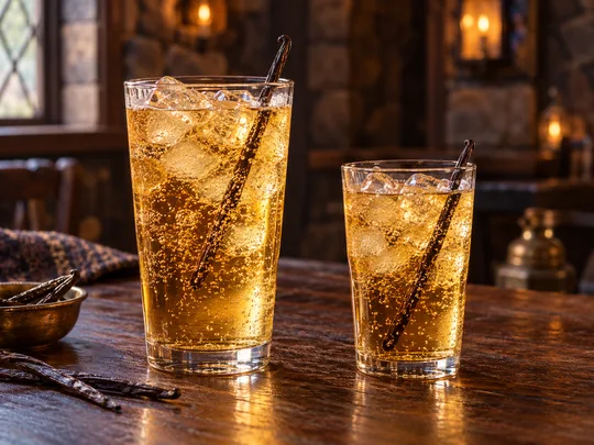 Cream Soda: regular-size serving on the left and child-size serving on the right