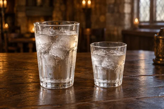 Still Water: regular-size serving on the left and child-size serving on the right