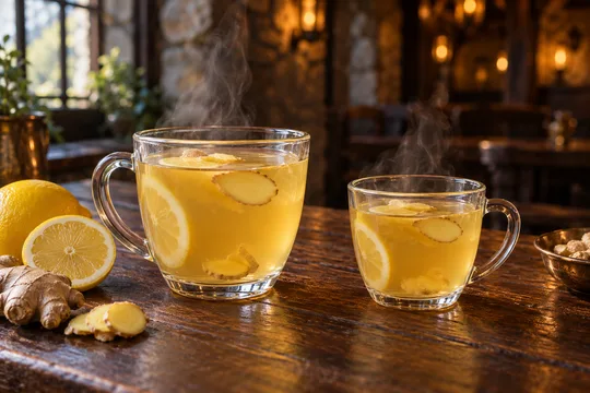 Lemon & Ginger Herbal Tea: regular-size serving on the left and child-size serving on the right