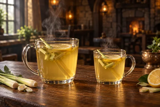 Lemongrass Herbal Tea: regular-size serving on the left and child-size serving on the right