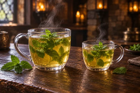 Peppermint Herbal Tea: regular-size serving on the left and child-size serving on the right