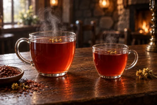 Rooibos Herbal Tea: regular-size serving on the left and child-size serving on the right