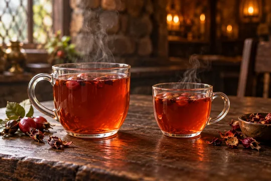 Rosehip Herbal Tea: regular-size serving on the left and child-size serving on the right