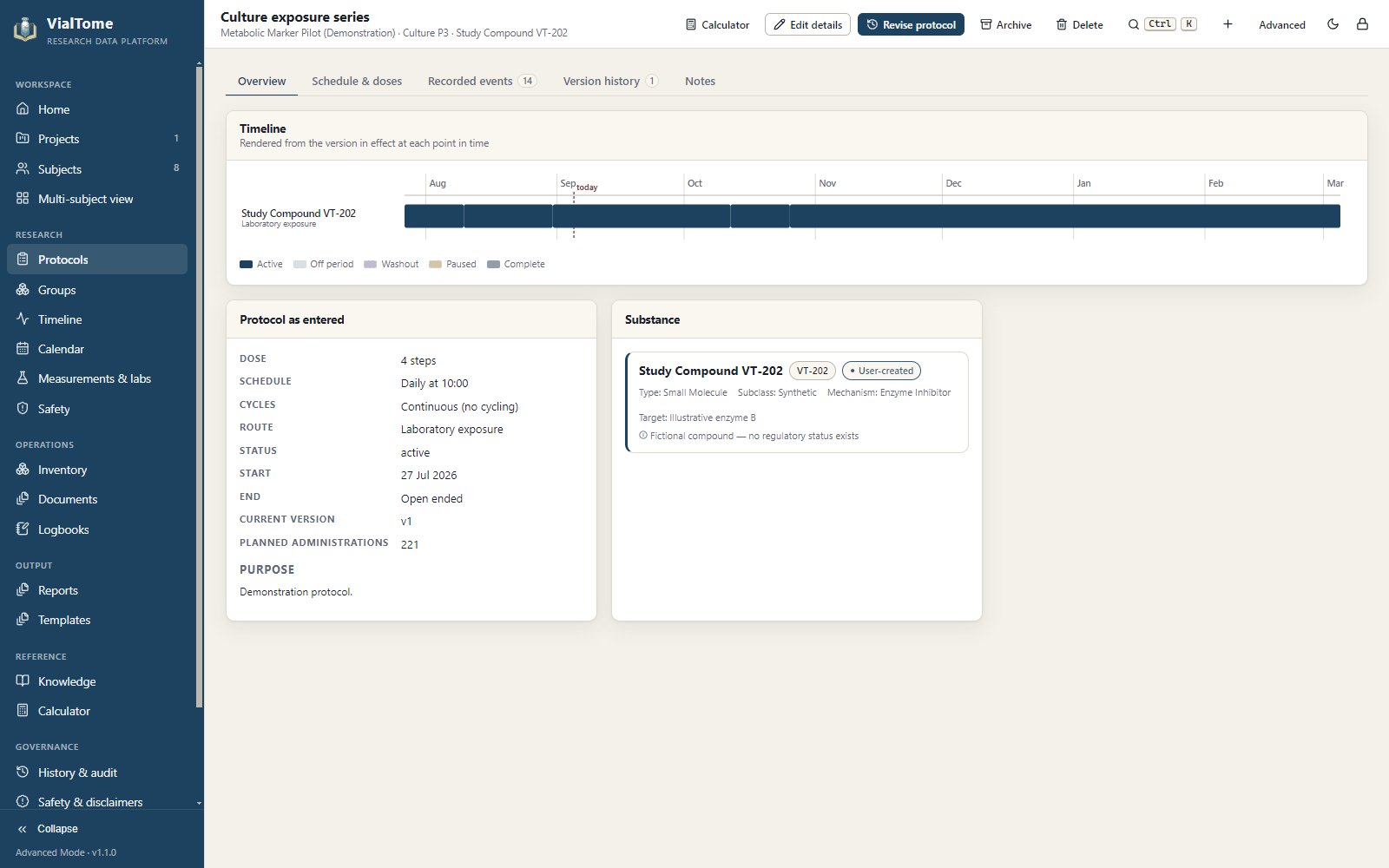 VialTome protocol version history table