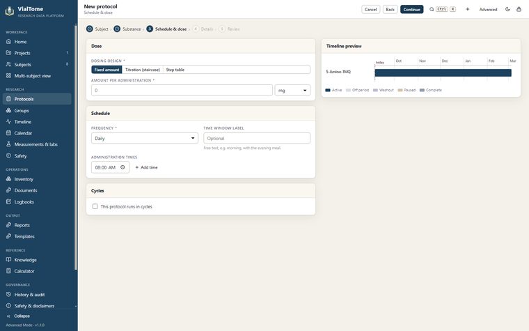 Titration editor — Staircase titration with hold, taper and an immediate preview.